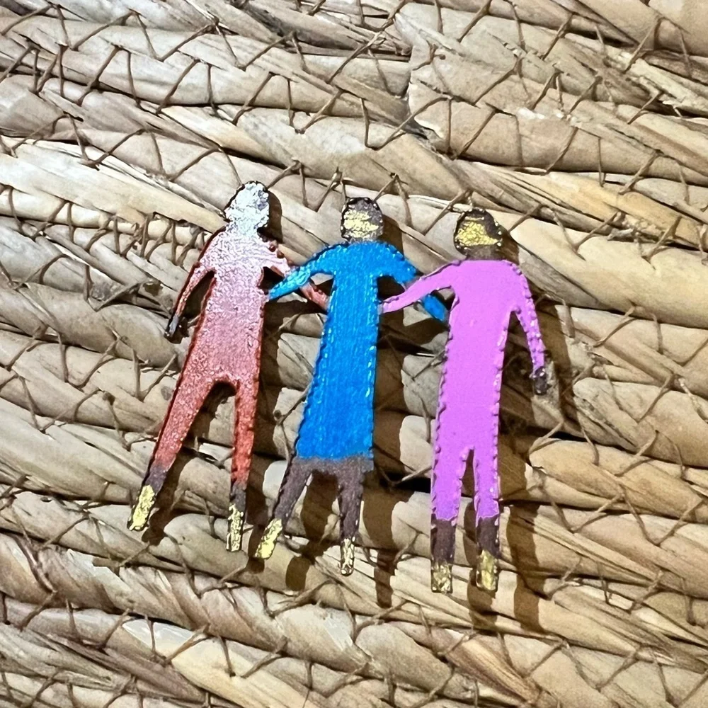 Colorful Trio Figurine Brooch